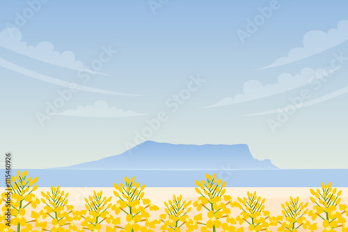 Jeju island beach background vector.