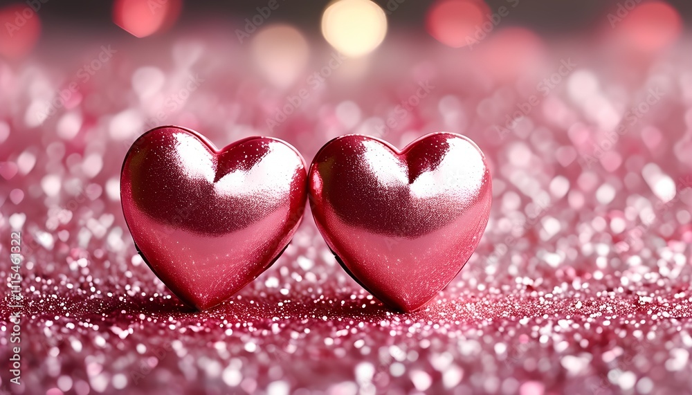 Fototapeta premium Romantic heart-shaped decorations intimate setting photography soft lighting close-up love theme for valentine's day celebrations