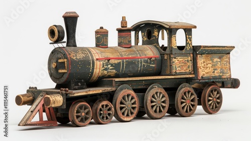 The Power of Steam: A Vintage Train Rolls Along the Tracks. Transportation Concept photo