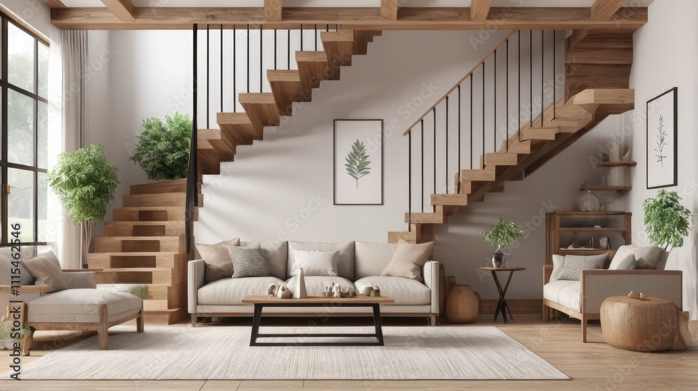 The Art of Minimalism: A Staircase Against White Walls in a Hallway The Art of Minimalism: A Staircase Against White Walls in a Hallway