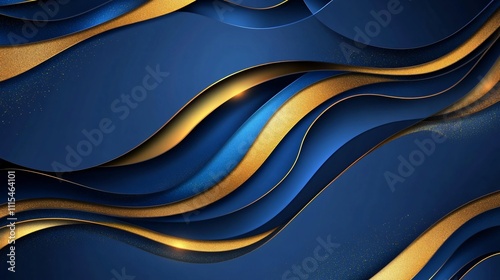 Luxurious abstract business background with blue and gold gilded textures. The shimmering metallic details and elegant gradient design create a sophisticated and professional atmosphere, perfect for h