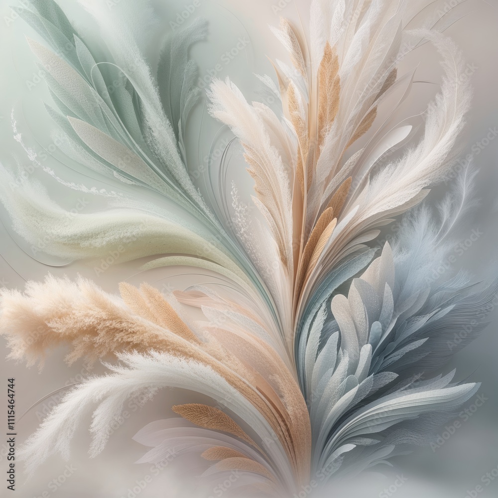 Fototapeta premium Elegant Pampas Grass Wall Art in Soft Neutral Tones