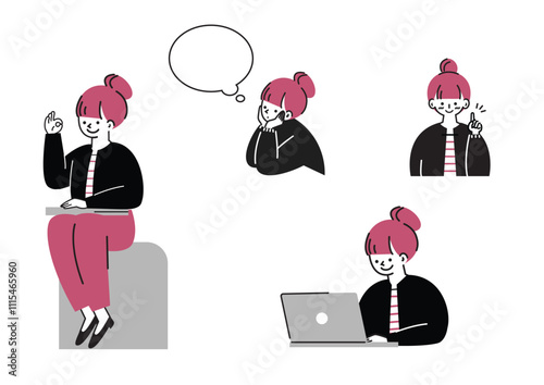 働く私服の女性セット