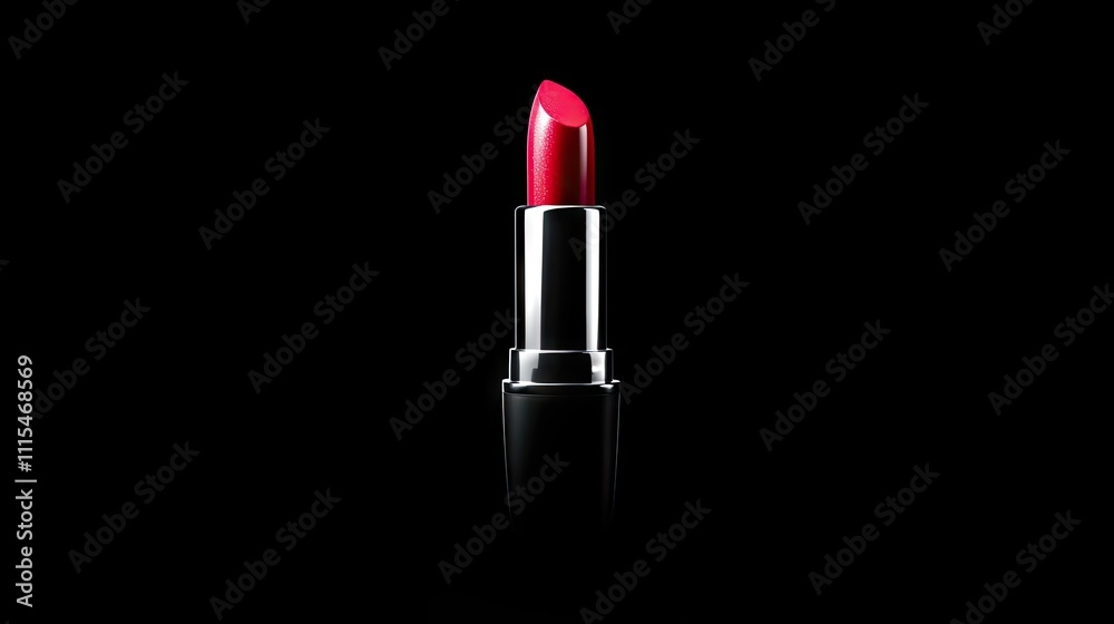 Bold and vibrant pop art lipstick on a sleek black background, creating a striking visual impact. Perfect for beauty-themed projects and creative marketing uses. Photo style with copy space.