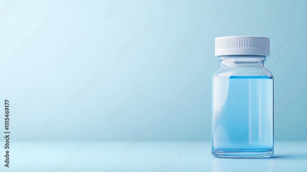 Clear 3D Model of Empty Test Bottle with Chemicals and Blue Liquid Clear 3D Model of Empty Test Bottle with Chemicals and Blue Liquid