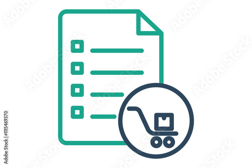 Purchase order icon. line icon style. documents with shopping cart. icon related to procurement. procurement management elements vector illustration