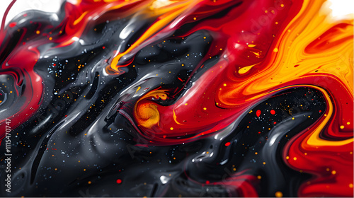 Black, DarkRed, Yellow liquid colour mixed background