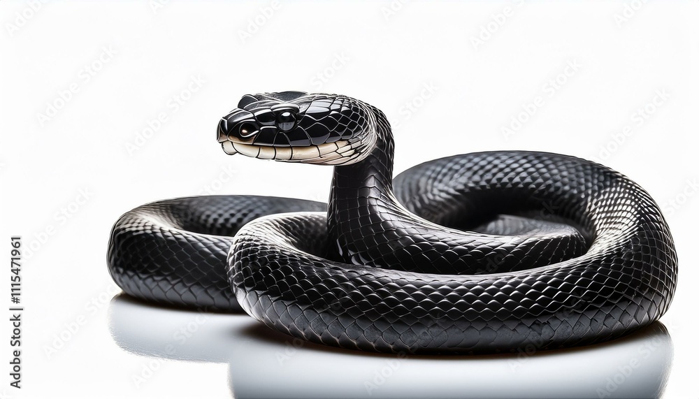Fototapeta premium black snake isolated on white background