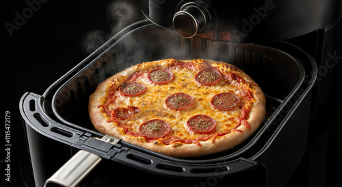 photogenic pizza inside air fryer photo