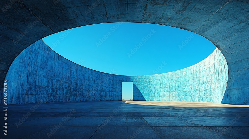 Obraz premium Architectural platform by the seaside, designed for car advertisement, featuring a clean background with ample negative space, combining modern art architecture with a parking lot, ideal for showcasin