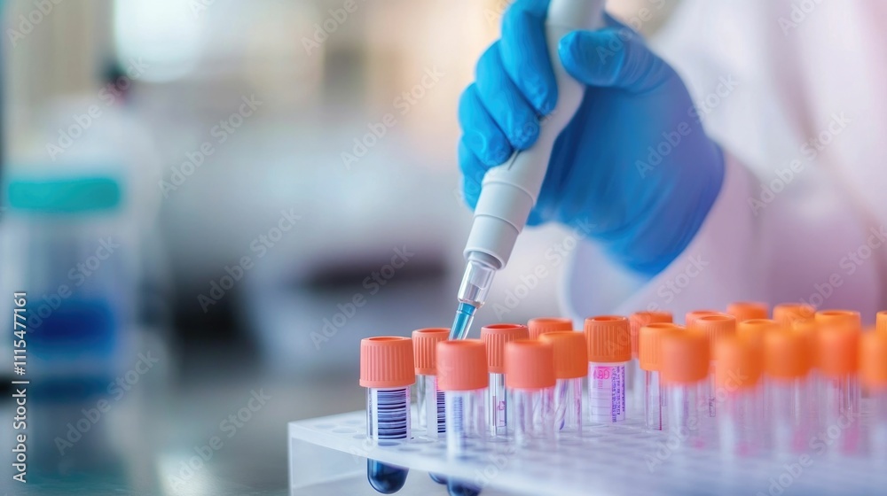 Cutting Edge DNA Research Powering Medical Science Breakthroughs in Genetics and Biotechnology Laboratory experiment with test tubes liquid samples Cutting Edge DNA Research Powering Medical Science Breakthroughs in Genetics and Biotechnology Laboratory experiment with test tubes liquid samples