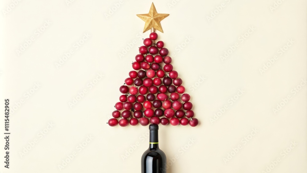 bottle and Christmas tree made of grapes bottle and Christmas tree made of grapes