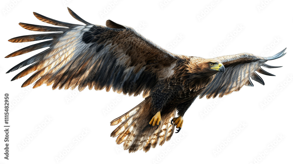 Obraz premium Illustration of a majestic eagle in flight isolated on white background