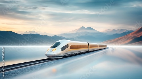 Wallpaper Mural The illustration features a sleek and modern train traveling through a vast and serene landscape Torontodigital.ca