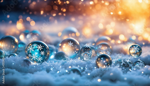 Wallpaper Mural A beautiful image of snowflakes and Christmas ornaments Torontodigital.ca