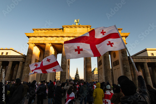 March for Europe demonstrations supporting European Union integration and membership at Brandenburg Gate in Berlin, capital of Germany 2024 Anti russia, pro russia photo