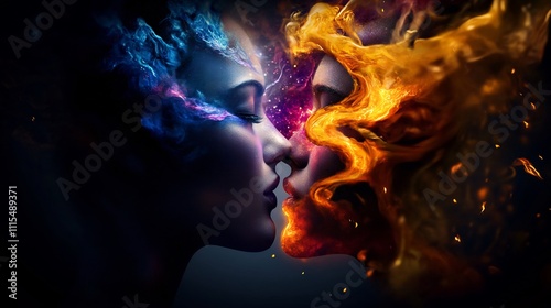 Opposites Attract: A fiery and icy embrace of two souls photo