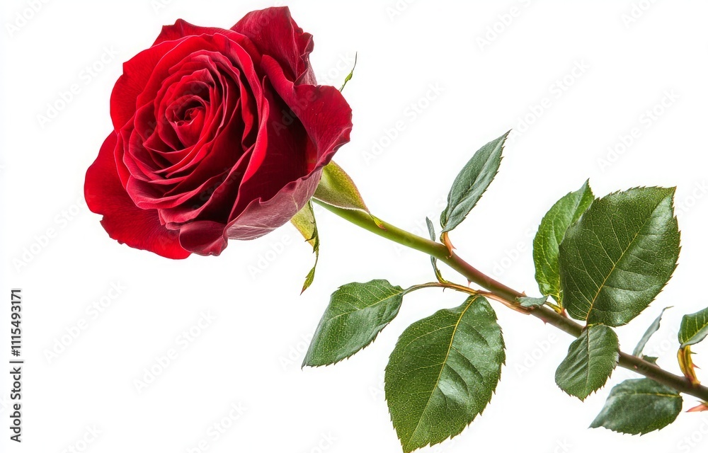 Naklejka premium Elegant Peach Rose on White Background, Delicate Peach-Colored Rose Isolated on White, Minimalist Peach Rose Bloom with Soft Petals