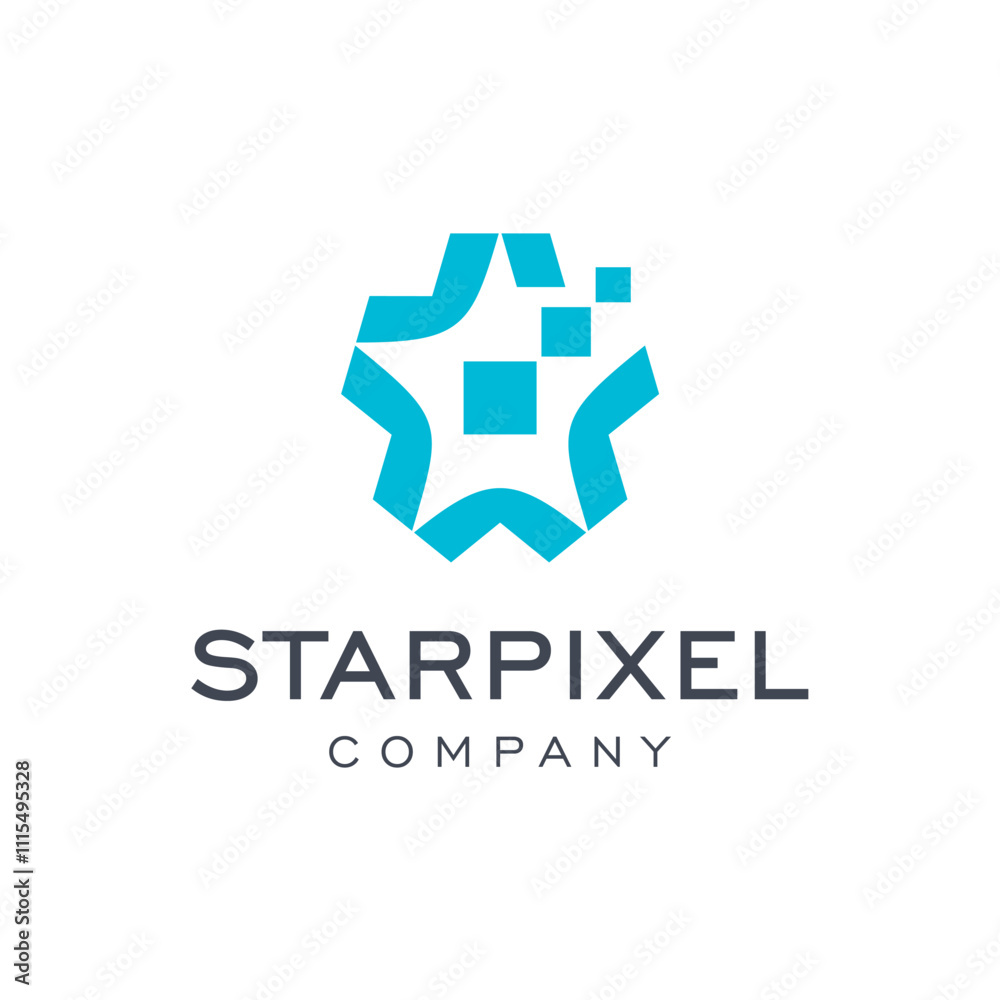 Obraz premium Star and Pixels Tech Symbol Logo Design