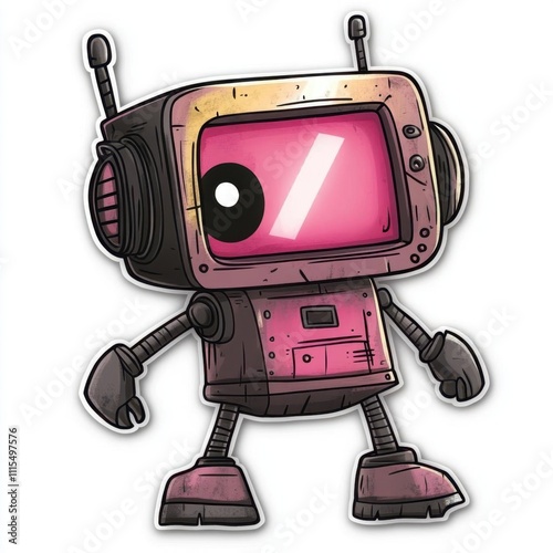 Wallpaper Mural A cute cartoon robot with a pink screen and playful design. Torontodigital.ca