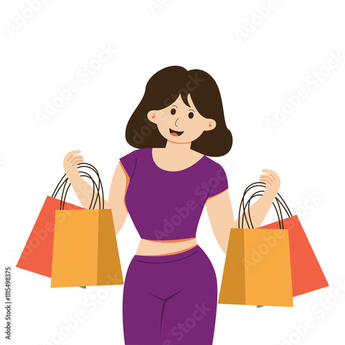 Illustration of a Woman Shopping