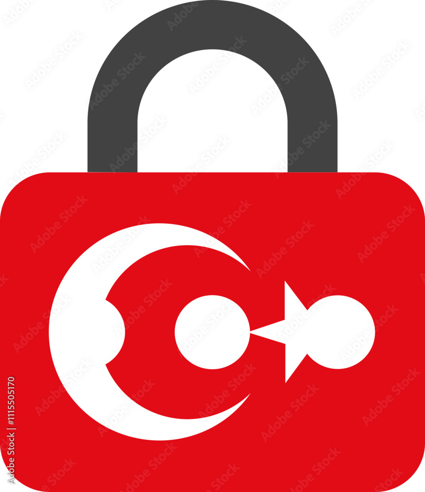 Turkey Flag On Password Lock Icon Turkey Flag On Password Lock Icon