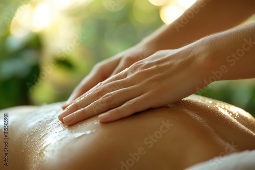 Relaxing back massage with oil  promoting wellness and serenity in a spa setting.