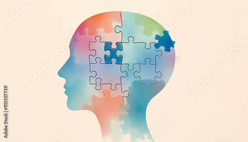 Wallpaper Mural Abstract illustration of a human head made of puzzle pieces. Torontodigital.ca