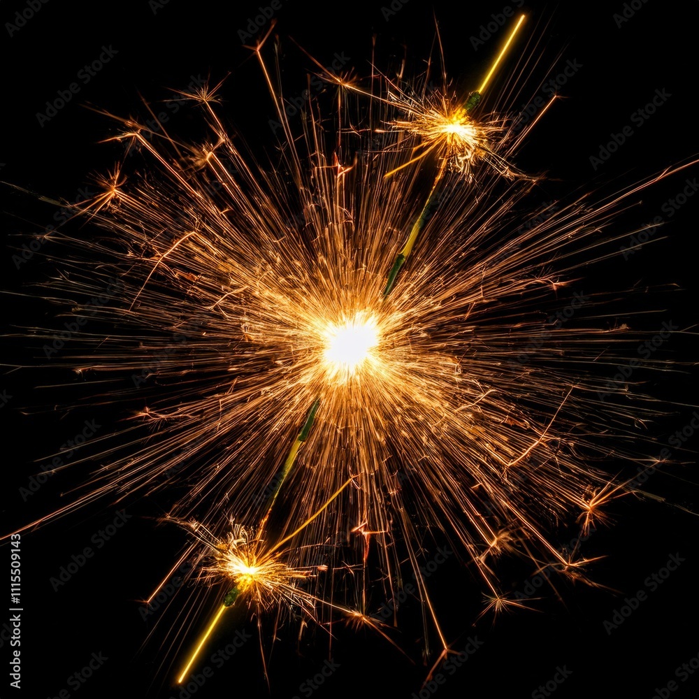 Fototapeta premium sparks with solid black background and also fire particles