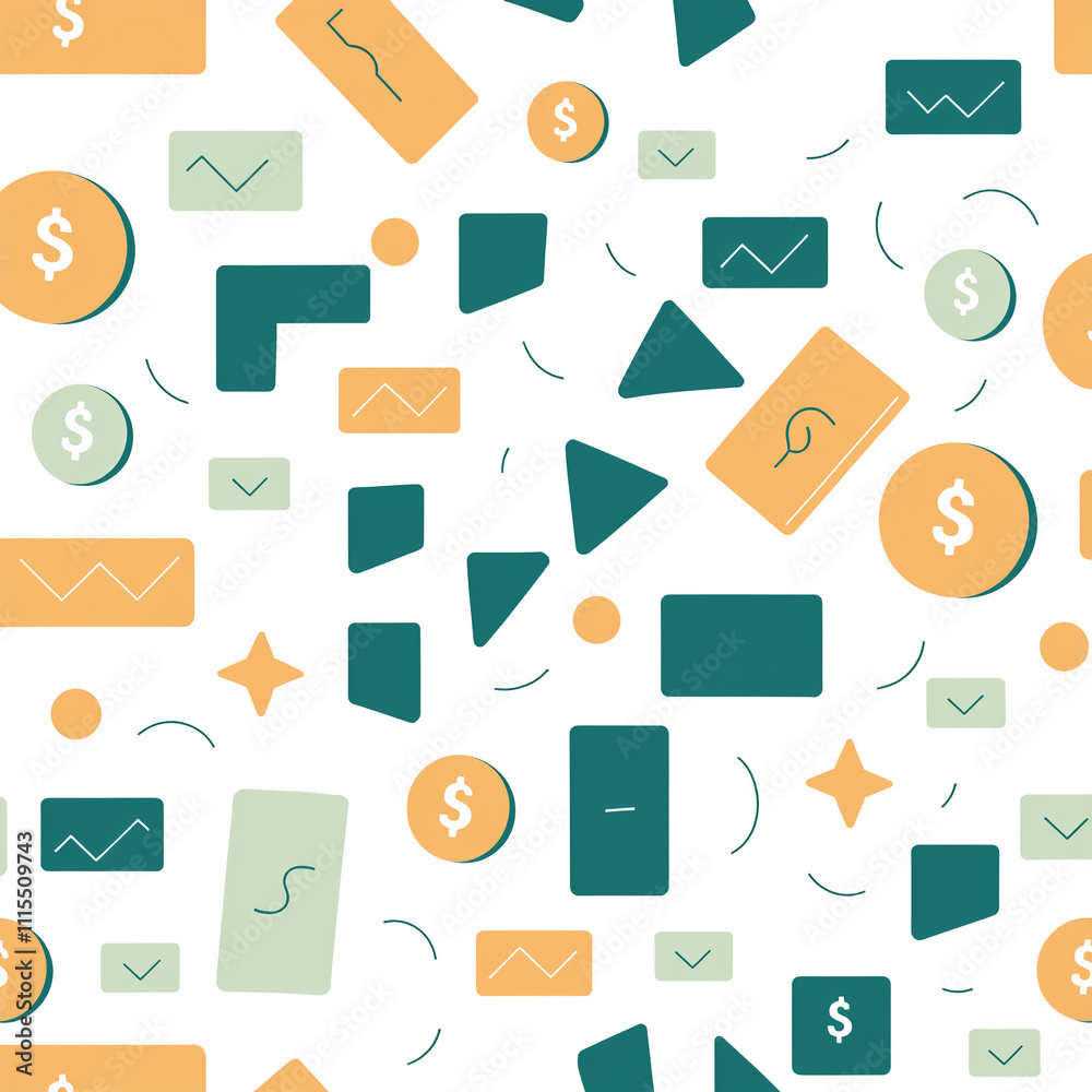 Seamless pattern. Money rain pattern. Falling dollar banknotes with golden coins on white background. Illustration for credit, savings, success, charitable concepts.
Seamless pattern. Money rain pattern. Falling dollar banknotes with golden coins on white background. Illustration for credit, savings, success, charitable concepts.