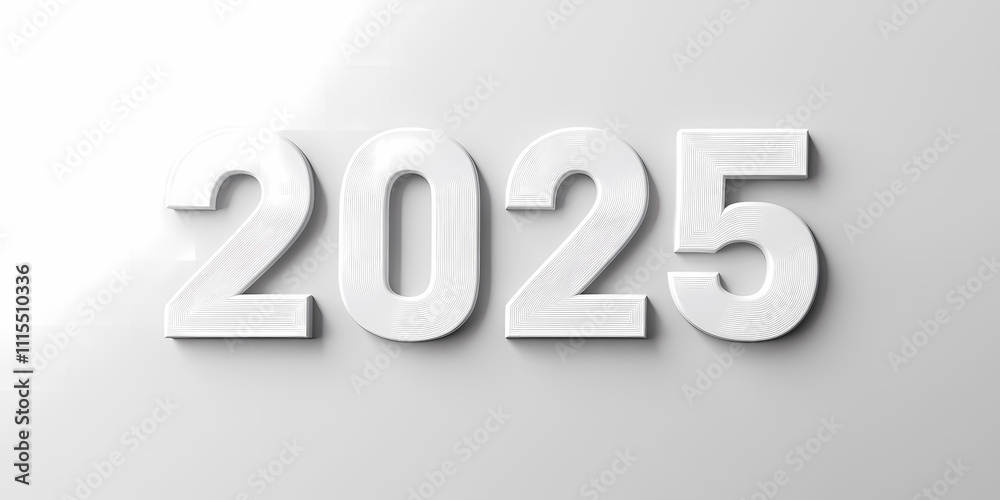 White textured 2025 numbers on a light grey background, minimal and modern New-year design. White textured 2025 numbers on a light grey background, minimal and modern New-year design.