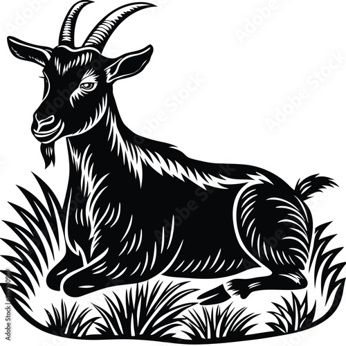 Goat vector silhouette,isolated white background