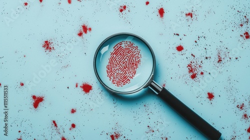 Forensic fingerprint investigation close-up visual analysis in crime scene evidence collection