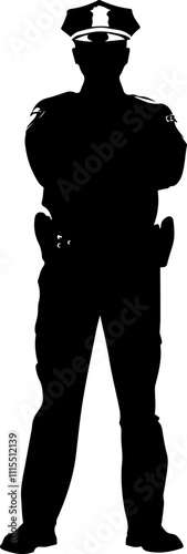 Silhouette of Police Officer in Uniform