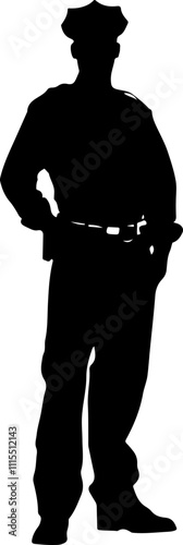 Silhouette of Police Officer in Uniform