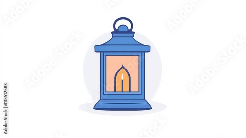 Wallpaper Mural Blue Vintage Lantern with Soft Glow on White Background Torontodigital.ca