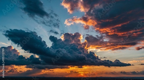 Sunset and Sunrise Over the Mountains with Dramatic Clouds and Beautiful Colors