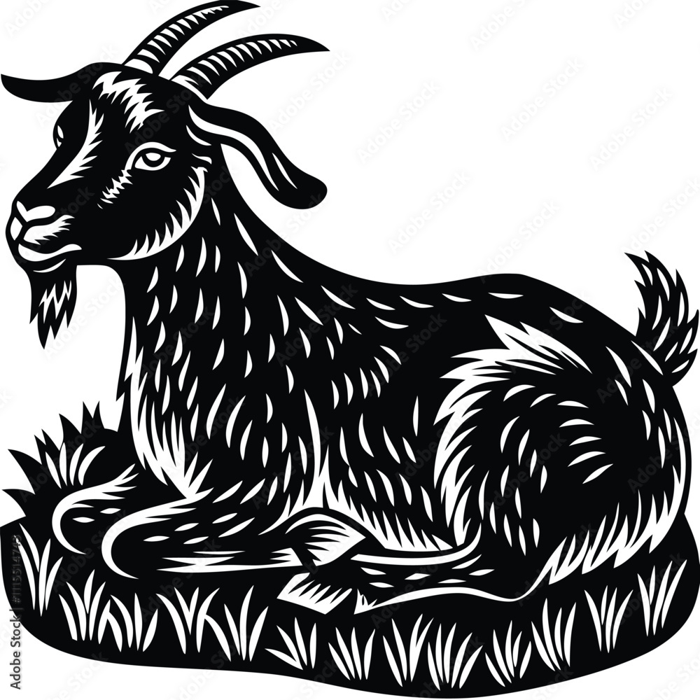 Fototapeta premium Goat vector silhouette,isolated white background