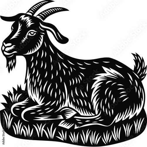 Goat vector silhouette,isolated white background