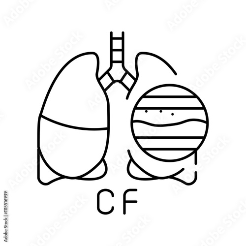 cystic fibrosis disease line icon vector. cystic fibrosis disease sign. isolated contour symbol black illustration