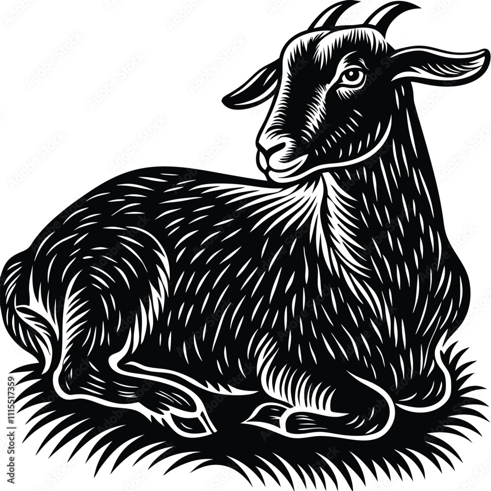 Naklejka premium Goat vector silhouette,isolated white background