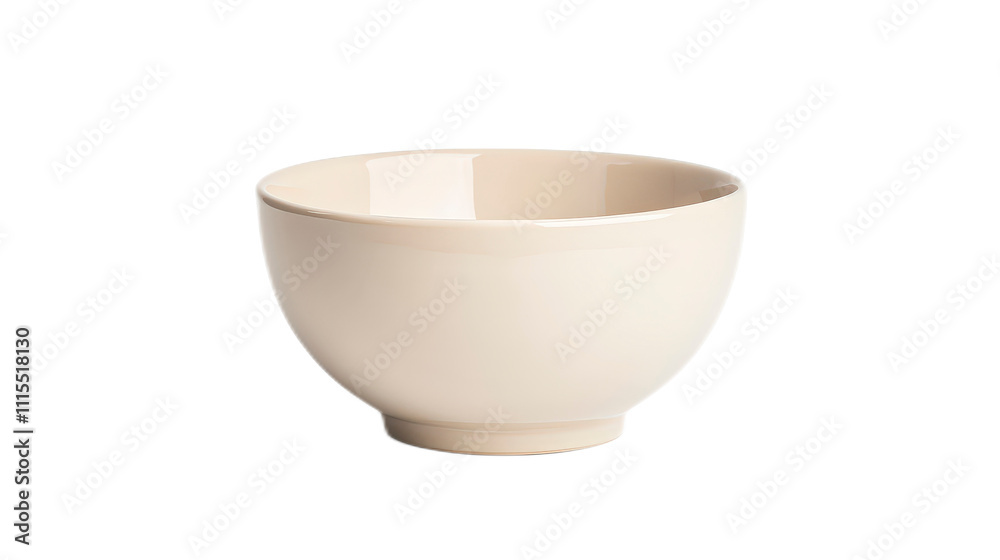 Neutral Colored Ceramic Bowl Isolated on White Background