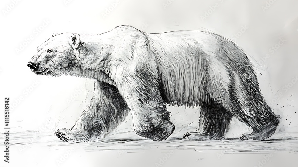 Fototapeta premium Artistic pencil sketches of bears running with realistic natural charm