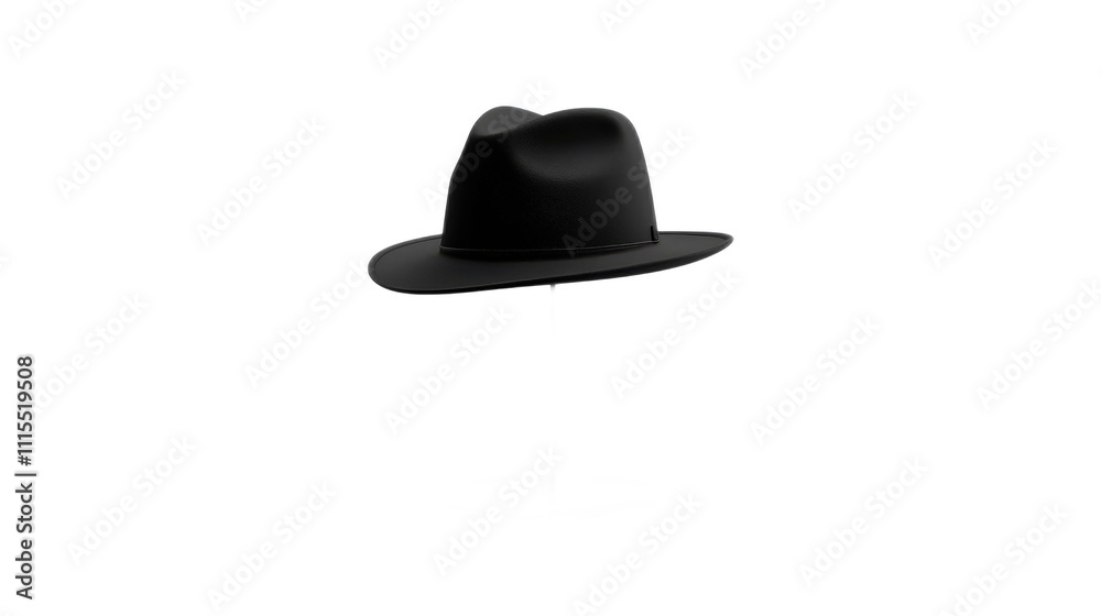 Elegant Black Fedora Hat on a Clean Background in Minimalist Style