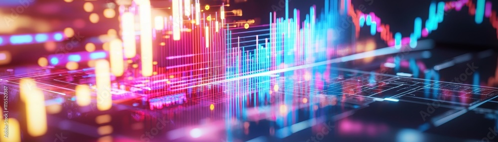 Fototapeta premium Colorful Abstract Data Visualization with Vibrant Graphs and Lines