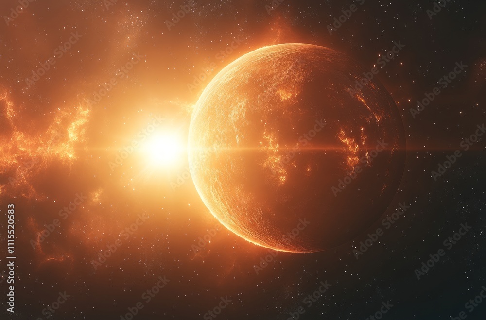 Obraz premium Cosmic Sun with Fiery Glow