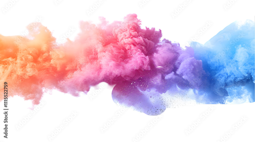 Fototapeta premium Pink, Orange, Blue colours powder exploding isolated on a transparent background