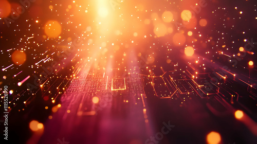 Abstract Background: Red and Gold Circuitry Glow