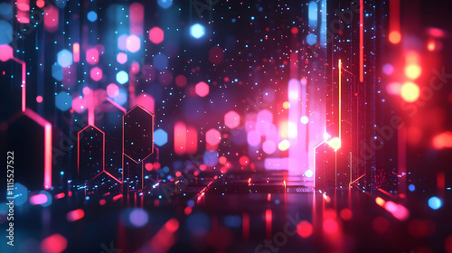 Neon Hexagon Abstract 3D Background