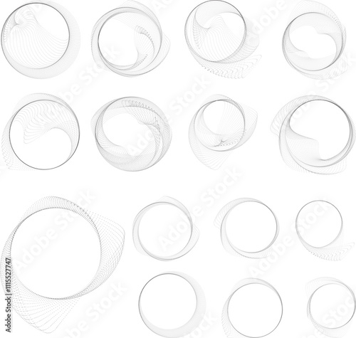 Dots in blob Form . Rotate dots circles Vector Illustration .Lots of halftones form a ring . Design element . Various halftone dots forming round frame . Liquid blob shape.Abstract Geometric dot art 